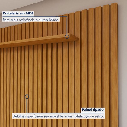 Rack com Painel para TV Até 75 Polegadas Gaia Paris 2 Portas Naturalle - Mavaular