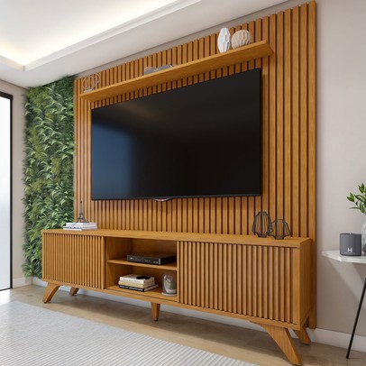 Rack com Painel para TV Até 75 Polegadas Gaia Paris 2 Portas Naturalle - Mavaular