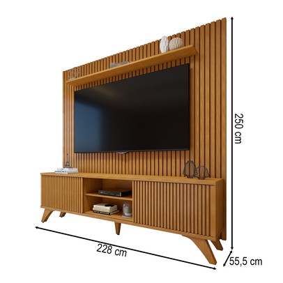 Rack com Painel para TV Até 75 Polegadas Gaia Paris 2 Portas Naturalle - Mavaular