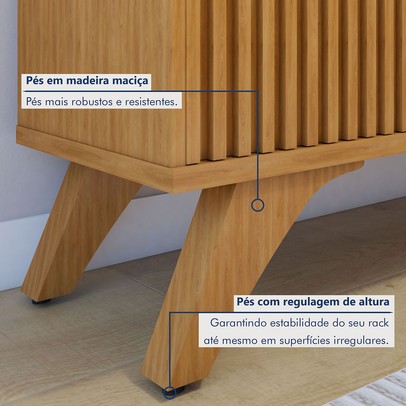 Rack com Painel para TV Até 75 Polegadas Gaia Paris 2 Portas Naturalle - Mavaular