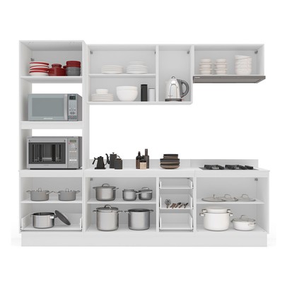 Cozinha Completa Amara 10 Portas 4 Gavetas Azul/Branco - Politorno