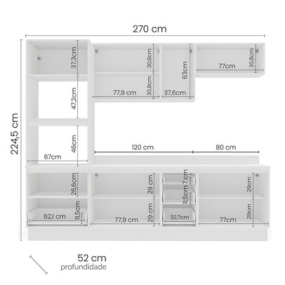 Cozinha Completa Amara 10 Portas 4 Gavetas Azul/Branco - Politorno