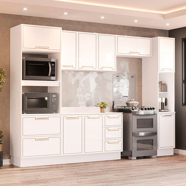Cozinha Completa Amara 10 Portas 4 Gavetas 40250098 Branco - Politorno