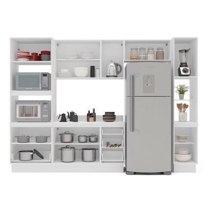 Cozinha Completa Amara 10 Portas 4 Gavetas 40250098 Azul/Branco - Politorno