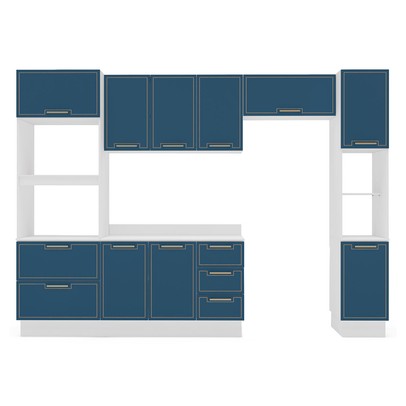 Cozinha Completa Amara 10 Portas 4 Gavetas 40250098 Azul/Branco - Politorno