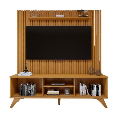 Rack com Painel para TV Até 75 Polegadas Paris Gaia 2 Portas 2 Prateleiras com Led Naturalle - Mavaular