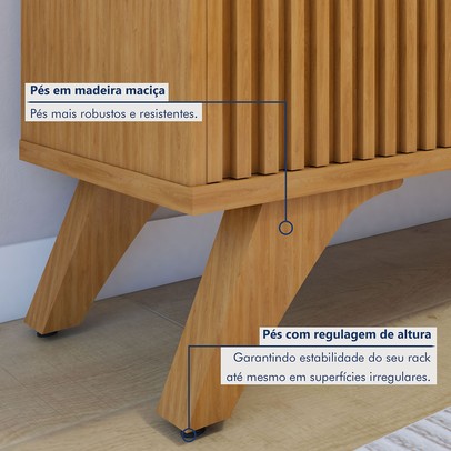 Rack com Painel para TV Até 75 Polegadas Paris Gaia 2 Portas 2 Prateleiras com Led Naturalle - Mavaular