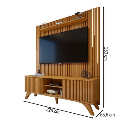 Rack com Painel para TV Até 75 Polegadas Paris Gaia 2 Portas 2 Prateleiras com Led Naturalle - Mavaular