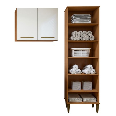 Lavanderia Completo Belém 2 Portas 6 Prateleiras Nature/Off White - Kaiki Móveis