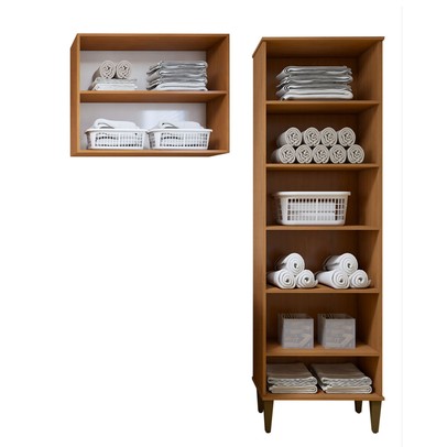 Lavanderia Completo Belém 2 Portas 6 Prateleiras Nature/Off White - Kaiki Móveis