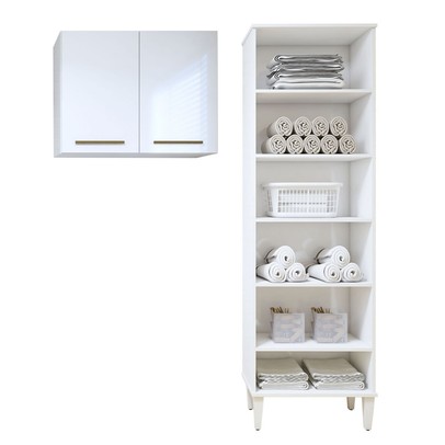 Lavanderia Completo Belém 2 Portas 6 Prateleiras Branco - Kaiki Móveis