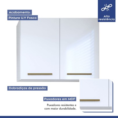 Lavanderia Completo Belém 2 Portas 6 Prateleiras Branco - Kaiki Móveis