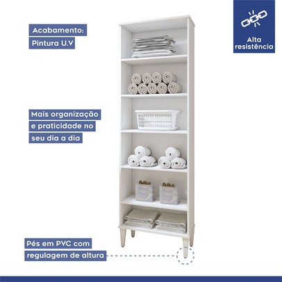Lavanderia Completo Belém 2 Portas 6 Prateleiras Branco - Kaiki Móveis