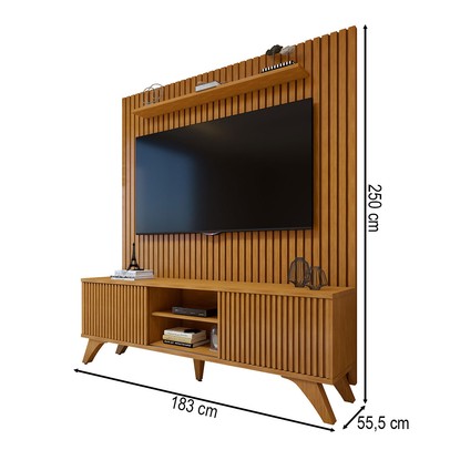 Rack com Painel para TV Até 75 Polegadas Gaia Paris 2 Portas Naturalle - Mavaular