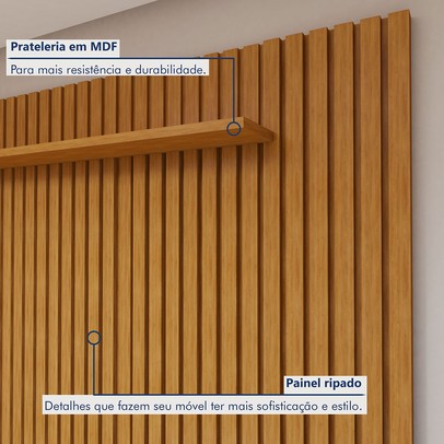 Rack com Painel para TV Até 75 Polegadas Gaia Paris 2 Portas Naturalle - Mavaular