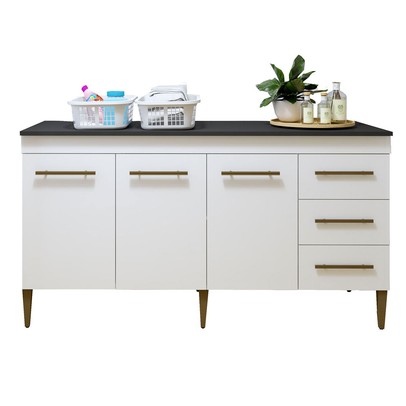 Armário Multiuso Nova Iguaçu 3 Portas 3 Gavetas Branco - Kaiki Móveis