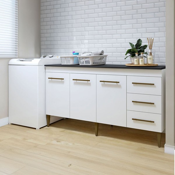 Armário Multiuso Nova Iguaçu 3 Portas 3 Gavetas Branco - Kaiki Móveis