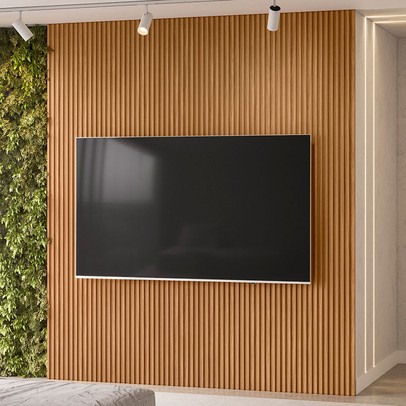 Painel para TV Até 85 Polegadas Arconte Ripado 100% Mdf Nature Fosco - Pnr Móveis