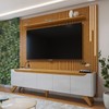 Rack com Painel para TV Até 75 Polegadas Grécia Paris 4 Portas 1 Gaveta com Led Off White/Naturalle - Mavaular