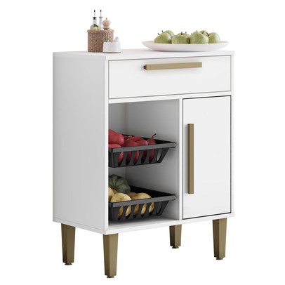 Armário de Cozinha 1 Porta 1 Gaveta com Fruteira Branco - Kaiki Móveis