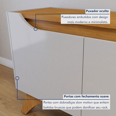 Rack com Painel para TV Até 75 Polegadas Grécia Paris 4 Portas 1 Gaveta Off White/Naturalle - Mavaular