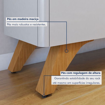 Rack com Painel para TV Até 75 Polegadas Grécia Paris 4 Portas 1 Gaveta Off White/Naturalle - Mavaular