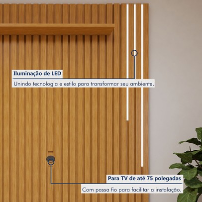 Rack com Painel para TV Até 75 Polegadas Grécia Paris 4 Portas com Led Off White/Naturalle - Mavaular