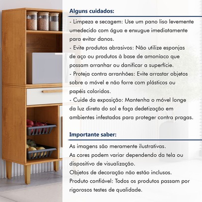 Armário de Cozinha Lorena 1 Porta 1 Gaveta com Fruteira Nature/Off White - Kaiki Móveis