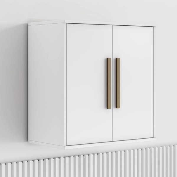 Armário Aéreo Cozinha Lorena 2 Portas 1 Prateleira Branco - Kaiki Móveis