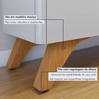 Rack com Painel para TV Até 75 Polegadas Grécia Paris 4 Portas Off White/Naturalle - Mavaular