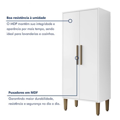 Armário Multiuso Paraná 2 Portas 3 Prateleiras Branco - Kaiki Móveis