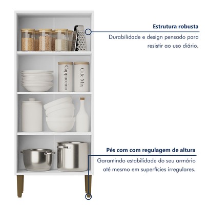 Armário Multiuso Paraná 2 Portas 3 Prateleiras Branco - Kaiki Móveis