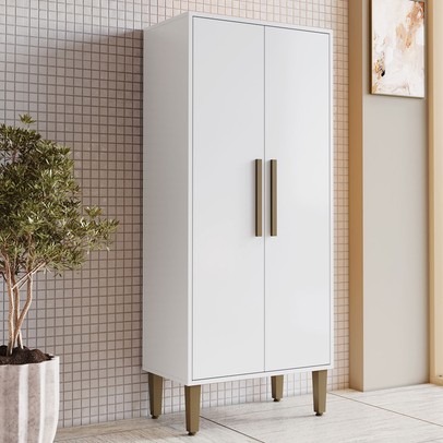 Armário Multiuso Paraná 2 Portas 3 Prateleiras Branco - Kaiki Móveis