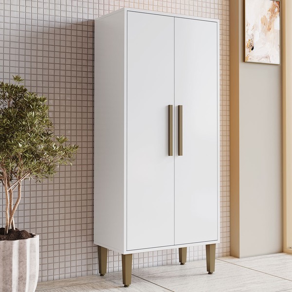 Armário Multiuso Paraná 2 Portas 3 Prateleiras Branco - Kaiki Móveis