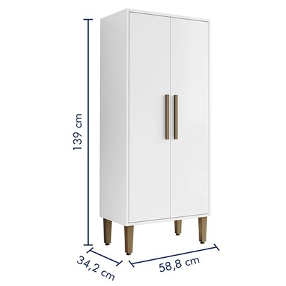 Armário Multiuso Paraná 2 Portas 3 Prateleiras Branco - Kaiki Móveis