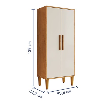 Armário Multiuso Paraná 2 Portas 3 Prateleiras Nature/Off White - Kaiki Móveis