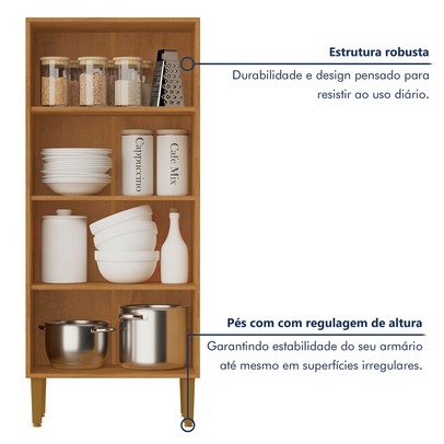 Armário Multiuso Paraná 2 Portas 3 Prateleiras Nature/Off White - Kaiki Móveis