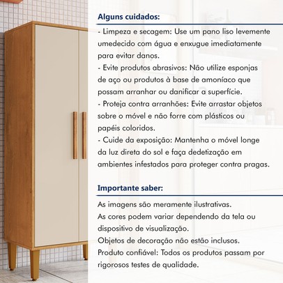 Armário Multiuso Paraná 2 Portas 3 Prateleiras Nature/Off White - Kaiki Móveis