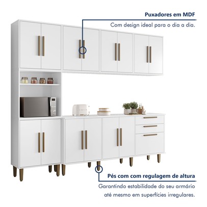 Cozinha Completa Lorena 15 Portas 2 Gavetas Branco - Kaiki Móveis