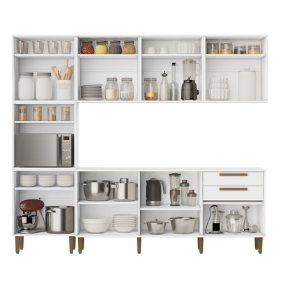 Cozinha Completa Lorena 15 Portas 2 Gavetas Branco - Kaiki Móveis