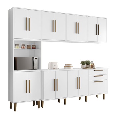 Cozinha Completa Lorena 15 Portas 2 Gavetas Branco - Kaiki Móveis