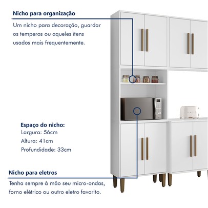 Cozinha Completa Lorena 15 Portas 2 Gavetas Branco - Kaiki Móveis