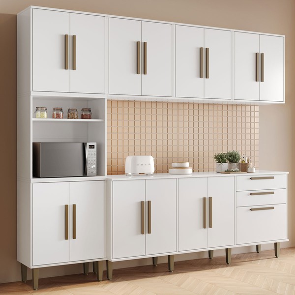 Cozinha Completa Lorena 15 Portas 2 Gavetas Branco - Kaiki Móveis