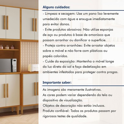 Cozinha Completa Lorena 15 Portas 2 Gavetas Nature/Off White - Kaiki Móveis