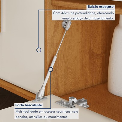 Cozinha Completa Lorena 15 Portas 2 Gavetas Nature/Off White - Kaiki Móveis