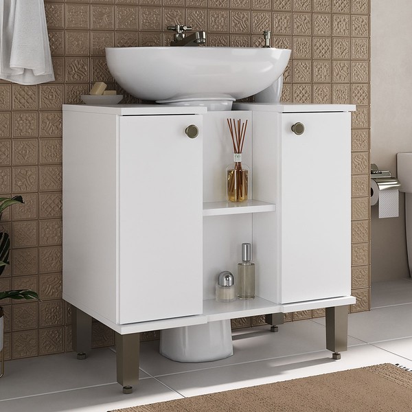 Armário de Banheiro Elly 2 Portas Branco - Pnr Móveis