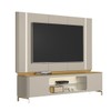 Rack com Painel para TV Até 75 Polegadas Elven 2 Portas com Vidro e Led Tauari/Off White - Pnr Móveis