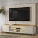 Rack com Painel para TV Até 75 Polegadas Elven 2 Portas com Vidro e Led Tauari/Off White - Pnr Móveis