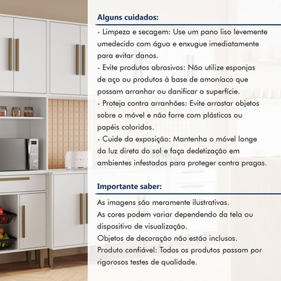 Cozinha Completa Lorena 14 Portas 2 Gavetas com Fruteira Branco - Kaiki Móveis
