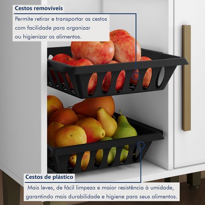 Cozinha Completa Lorena 14 Portas 2 Gavetas com Fruteira Branco - Kaiki Móveis